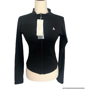 Luyaa Black Lightweight Zip Up Yoga Cropped Athletic Jacket NWT‎ M